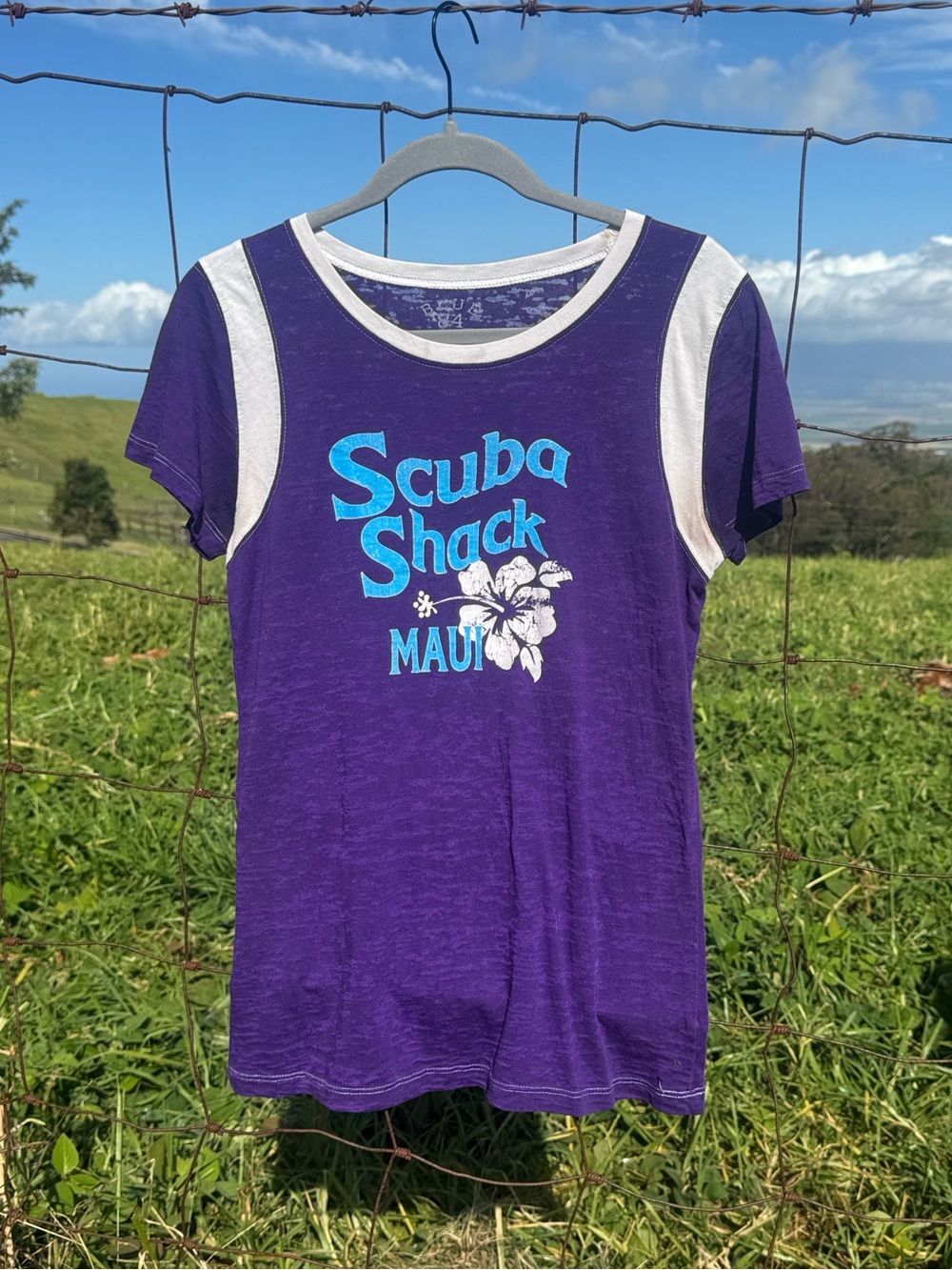 90s Y2K Maui scuba shack purple retro Jersey Burnout T-shirt xl